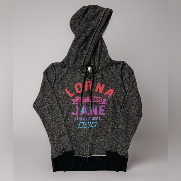 Lorna Jane Tops - 👩🏼‍🎤 NWT Lorna Jane Zip-Up Hoodie~Women’s Sz Sm~Charcoal & Black~Bright Logo